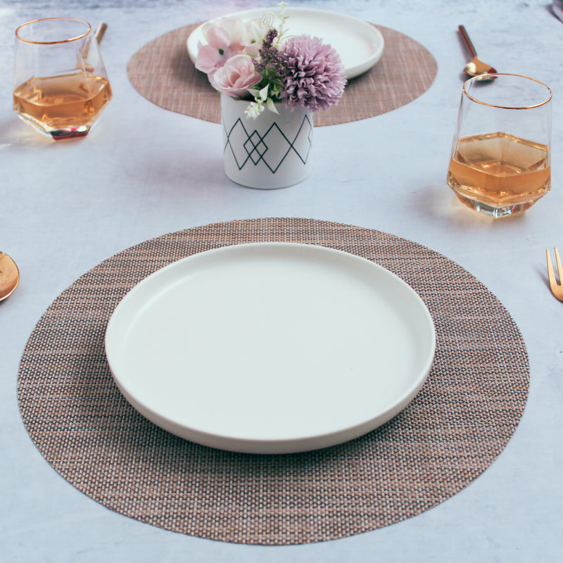 Round Placemat Brown Grey Set of 4
