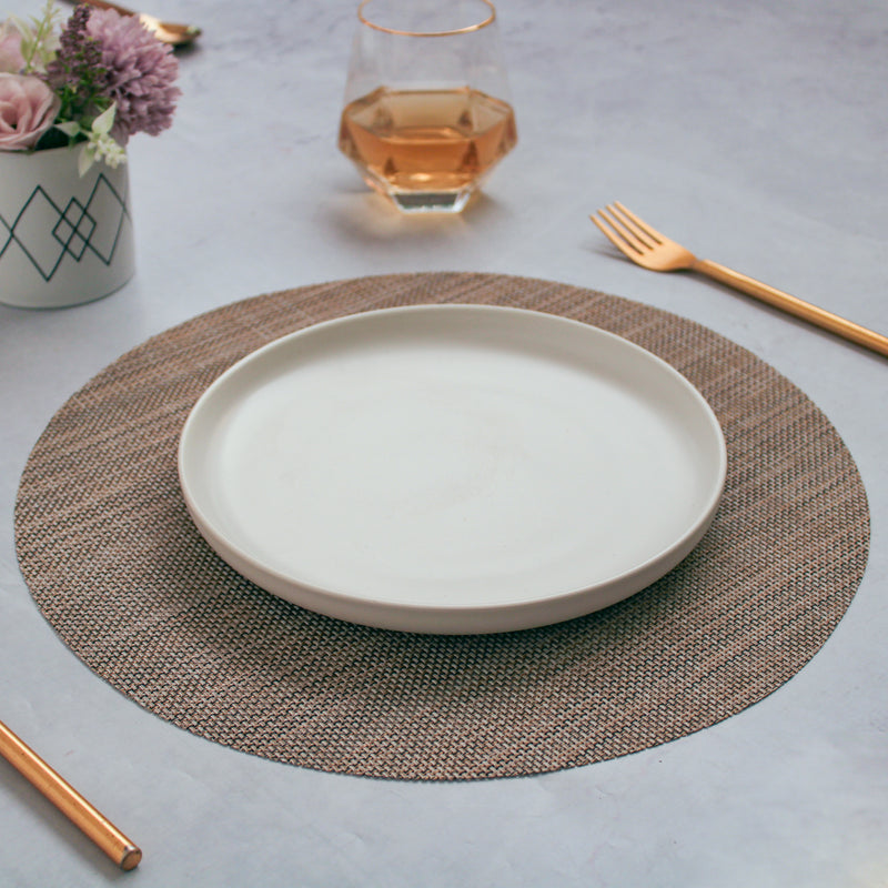 Round Placemat Brown Grey Set of 4