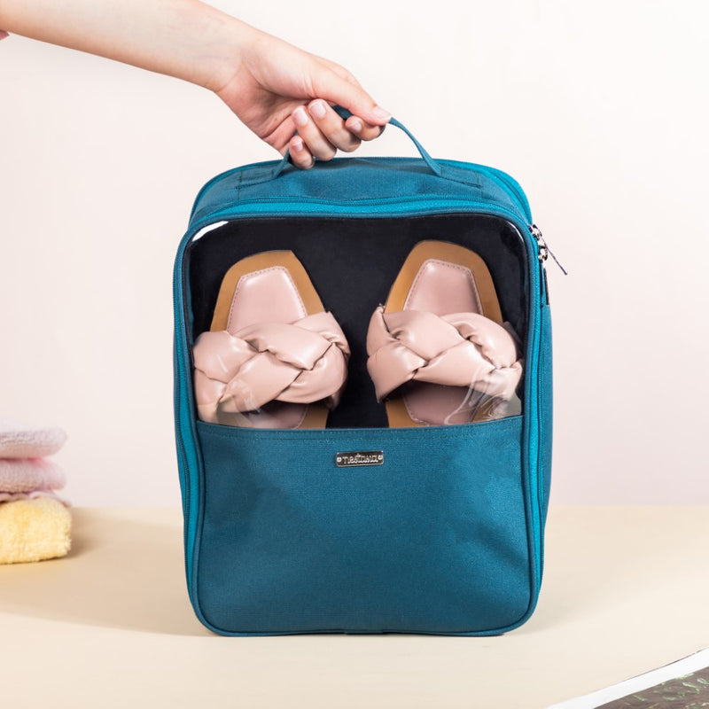 Waterproof Shoe Travel Bag Teal 9x12 Inch