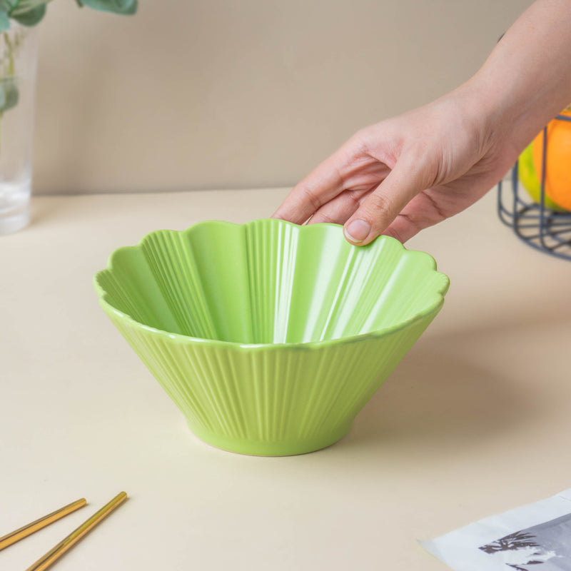 Green Goblet Ramen Bowl 600 ml - Soup bowl, ceramic bowl, ramen bowl, serving bowls, salad bowls, noodle bowl | Bowls for dining table & home decor