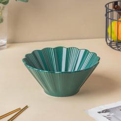 Teal Tantrum Fluted Ramen Bowl 600 ml - Soup bowl, ceramic bowl, ramen bowl, serving bowls, salad bowls, noodle bowl | Bowls for dining table & home decor