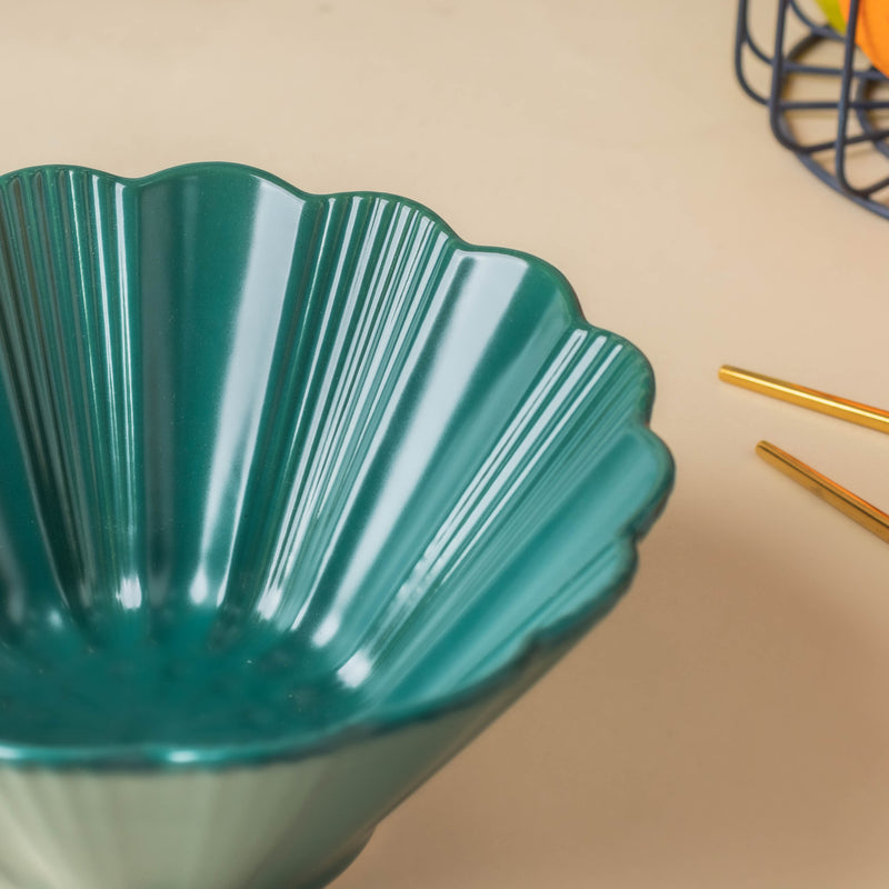 Teal Tantrum Fluted Ramen Bowl 600 ml - Soup bowl, ceramic bowl, ramen bowl, serving bowls, salad bowls, noodle bowl | Bowls for dining table & home decor