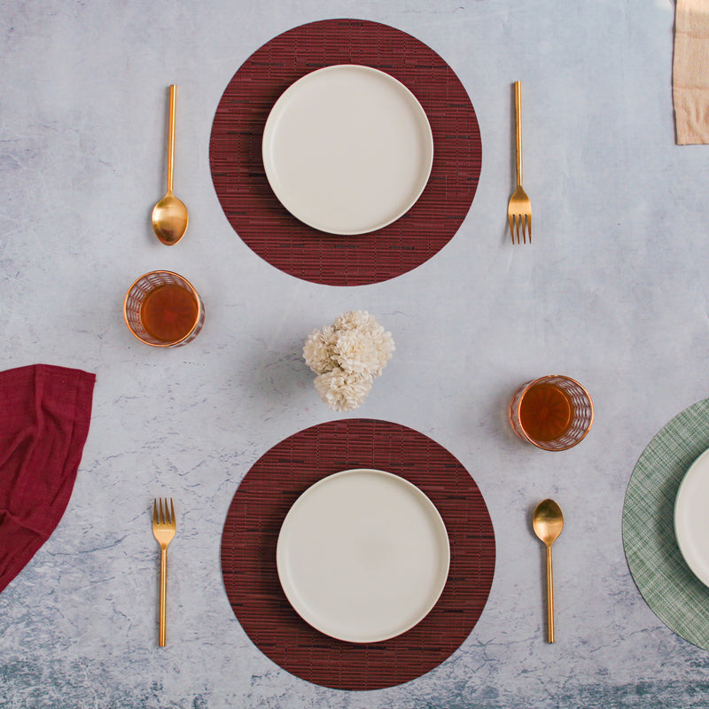 Round Placemat Solid Set of 4 - Maroon
