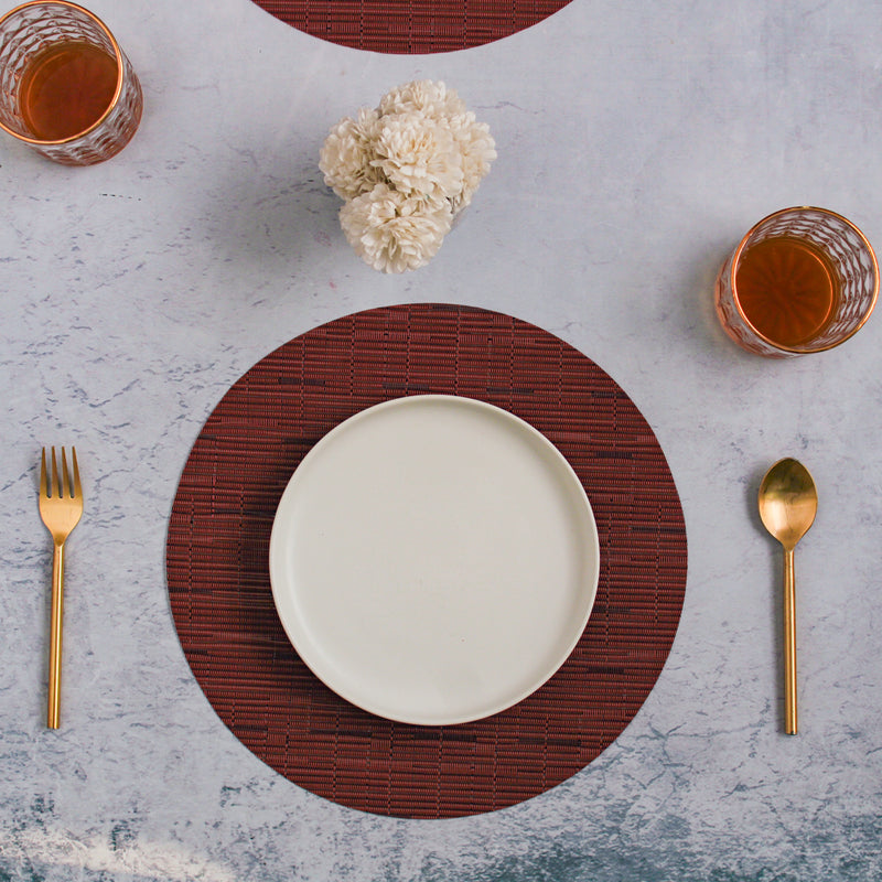 Round Placemat Solid Set of 4 - Maroon