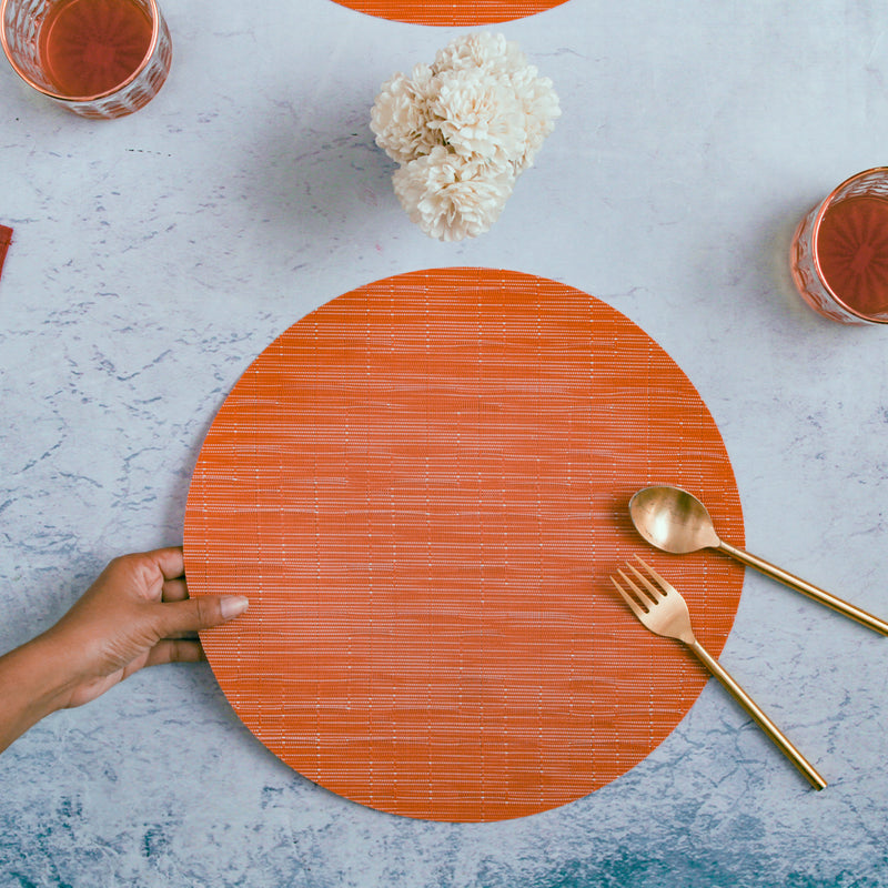 Round Placemat Solid Set of 4 - Orange