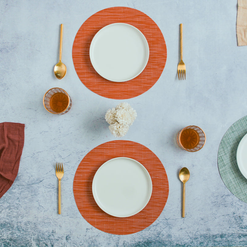 Round Placemat Solid Set of 4 - Orange