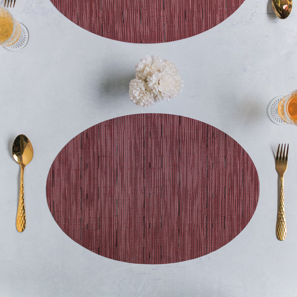 Oval Table Mat Maroon Set of 2