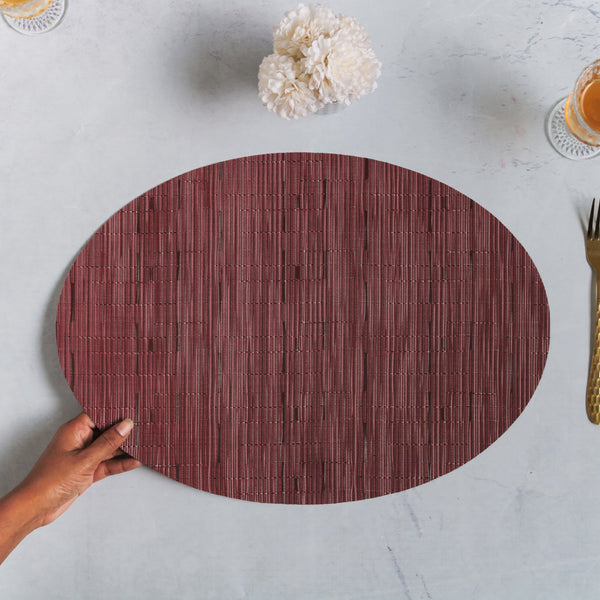 Oval Table Mat Maroon Set of 2