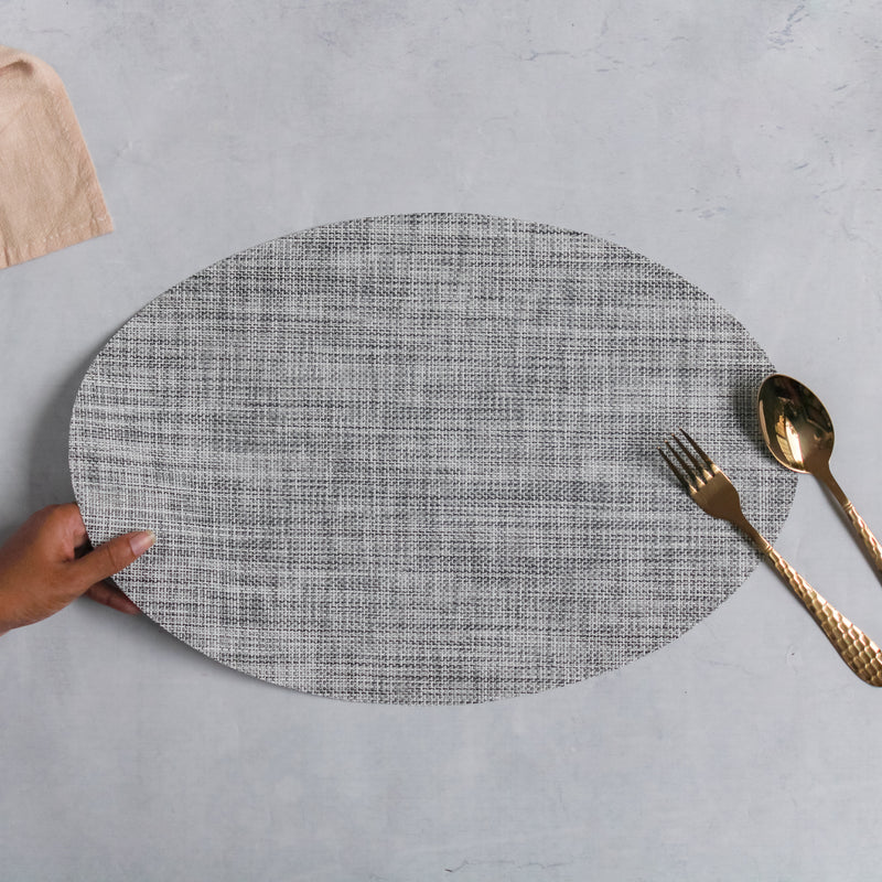 Oval Table Mat Grey Set of 2