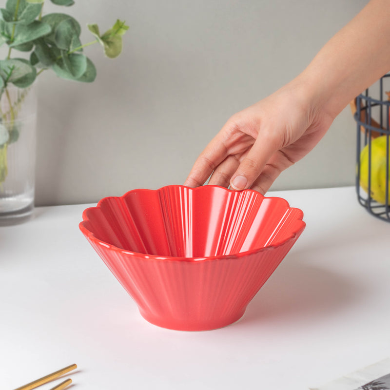 Ruby Red Ramen Bowl 600 ml - Soup bowl, ceramic bowl, ramen bowl, serving bowls, salad bowls, noodle bowl | Bowls for dining table & home decor