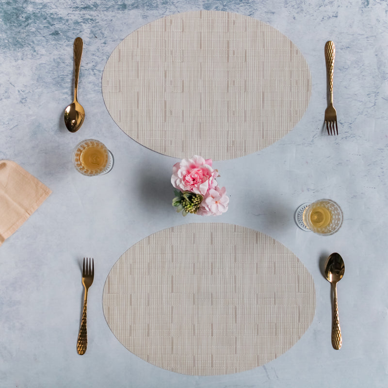 Oval Table Mat Set of 2 - Cream Beige
