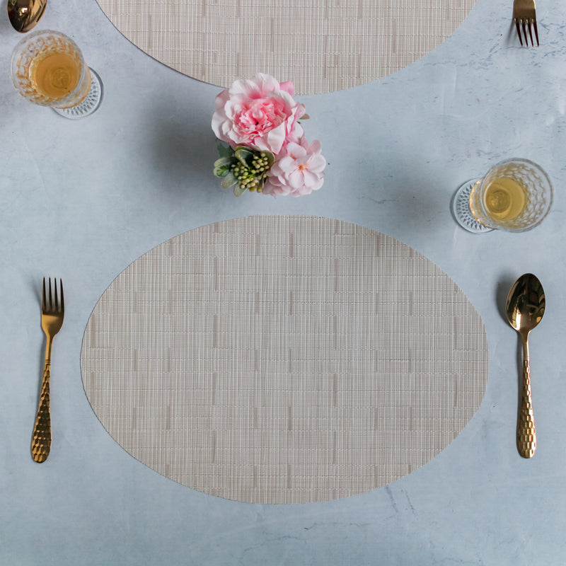 Oval Table Mat Beige Set of 2