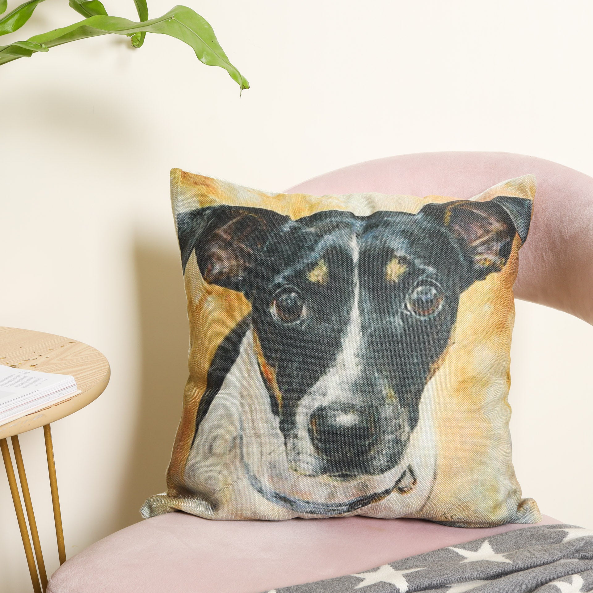 Dog shop print cushion