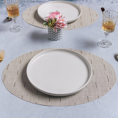 Oval Table Mat Set of 2 - Cream Beige