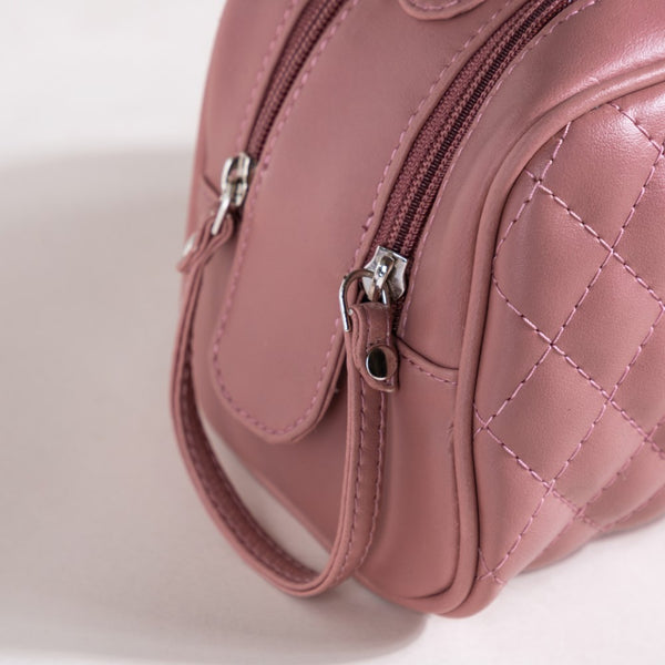 Quilted Double Zipper Travel Pouch Pink