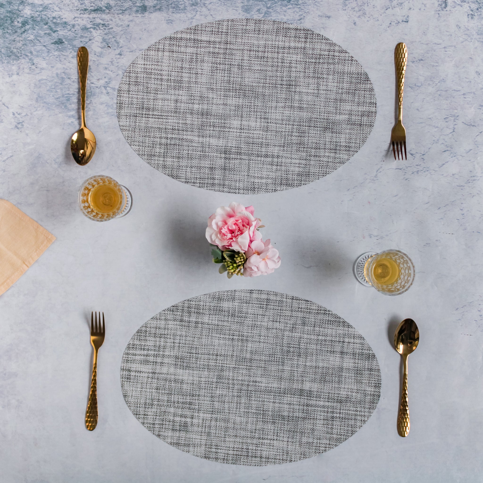 Oval Table Mat Grey Set of 2 Online Premium Table Mat Nestasia