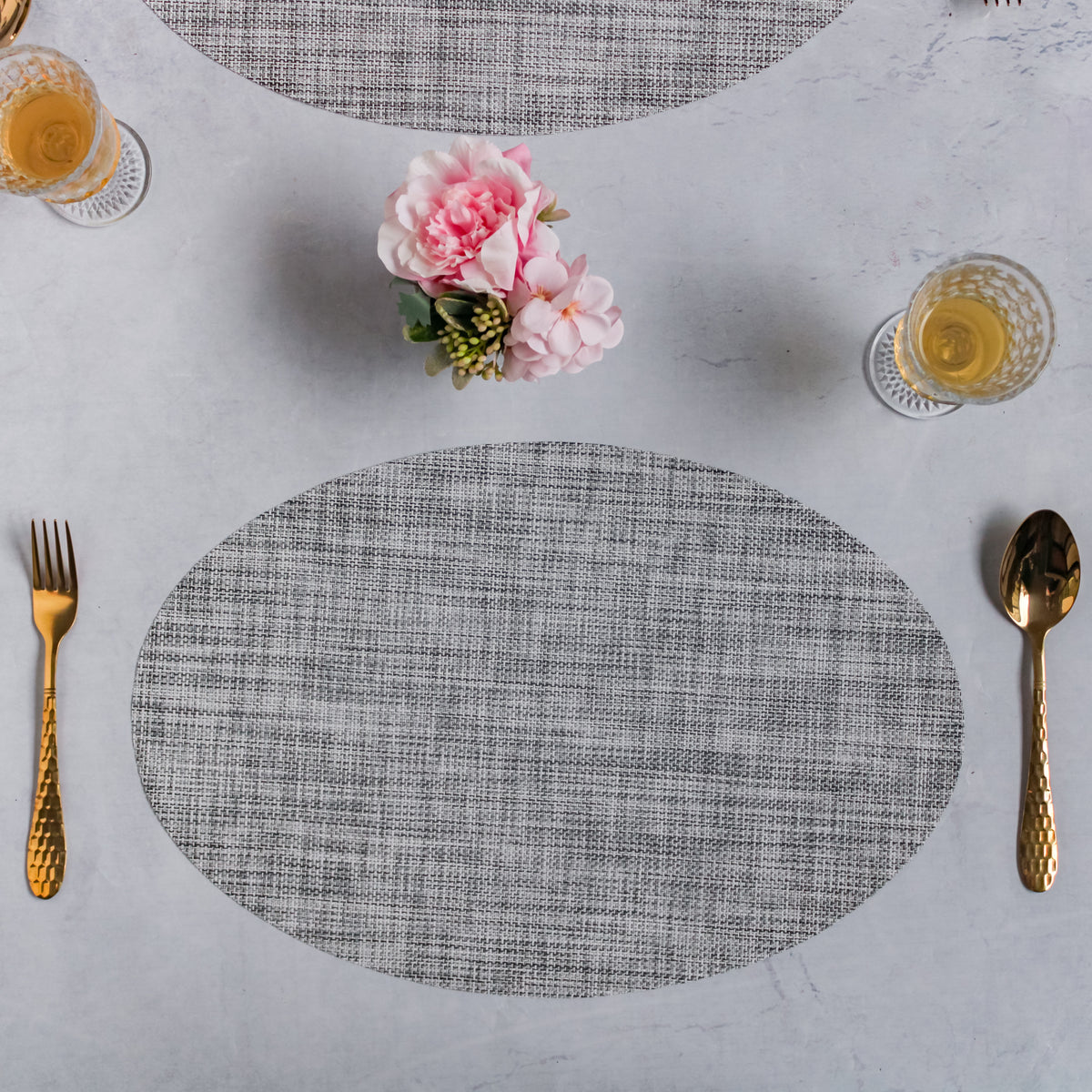 Oval Table Mat Grey Set of 2