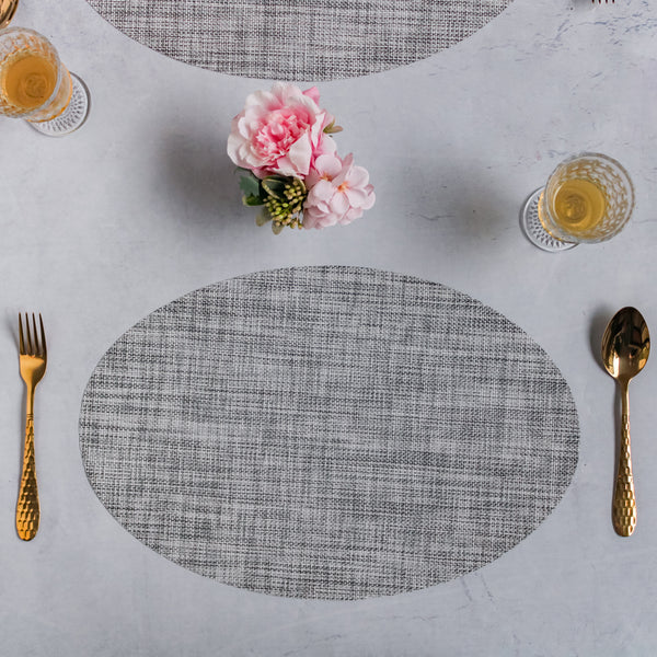 Oval Dining Table Mat - Black and White