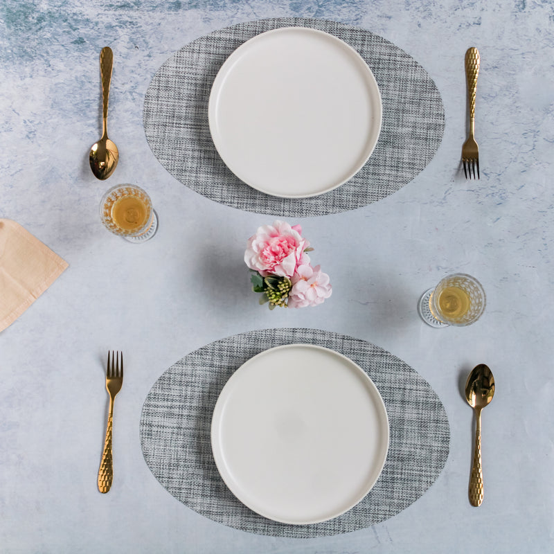 Oval Dining Table Mat - Black and White