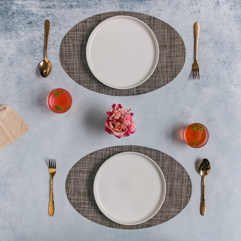 Oval Dining Table Mat - Brown Grey