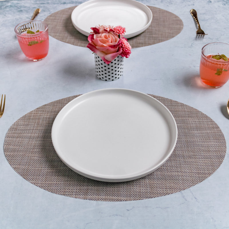 Oval Dining Table Mat Beige Set of 2