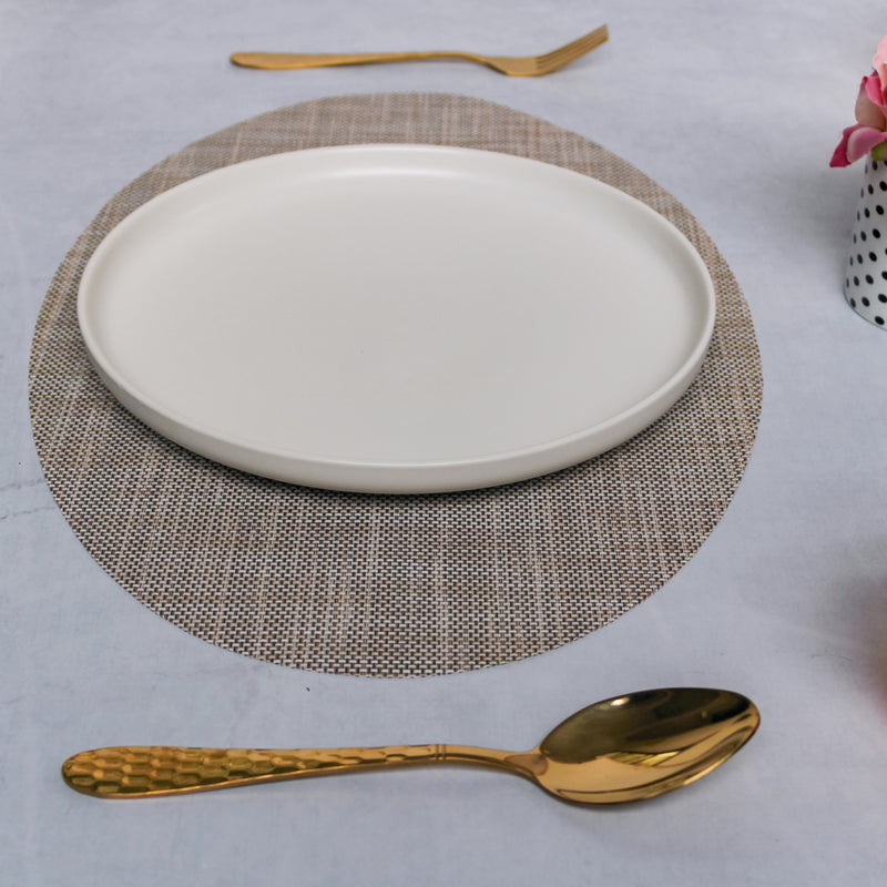 Oval Dining Table Mat Beige Set of 2