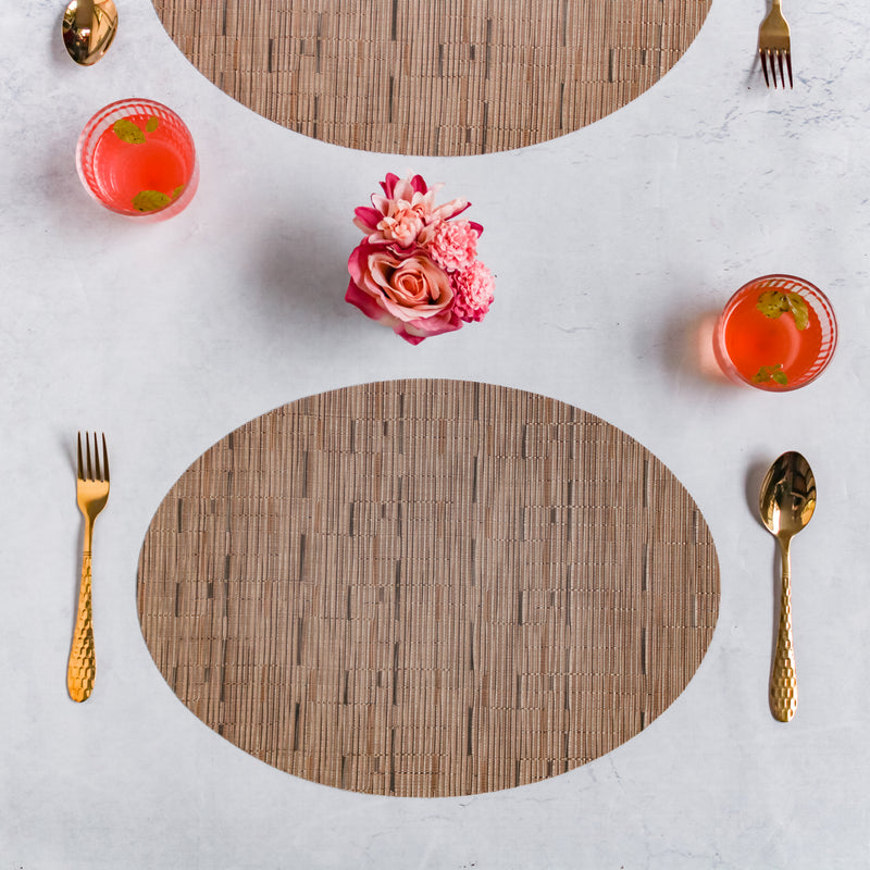 Oval Table Mat Brown Set of 2