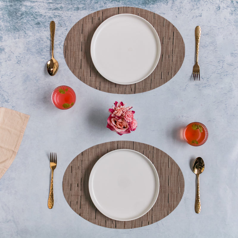 Oval Table Mat Set of 2 - Brown