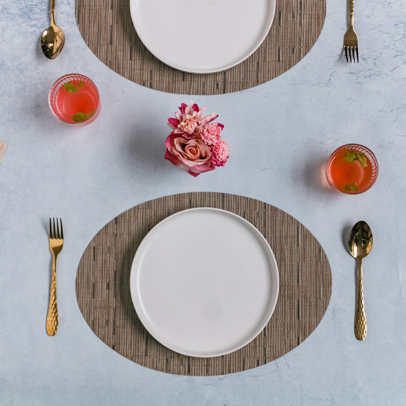 Oval Table Mat Brown Set of 2