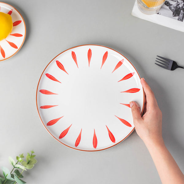 Teardrop Dinner Plate Red 10 Inch - Serving plate, snack plate, ceramic dinner plates| Plates for dining table & home decor