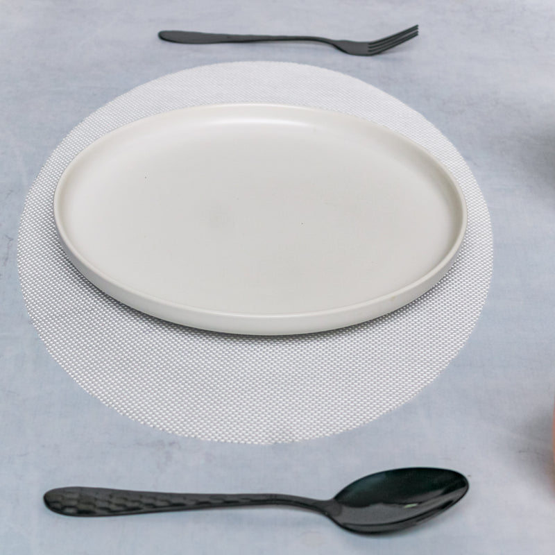 Oval Dining Table Mat - Grey and White