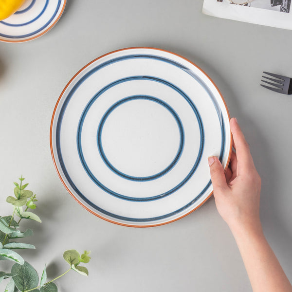 Spiral Dinner Plate Blue 10 Inch - Serving plate, rice plate, ceramic dinner plates| Plates for dining table & home decor