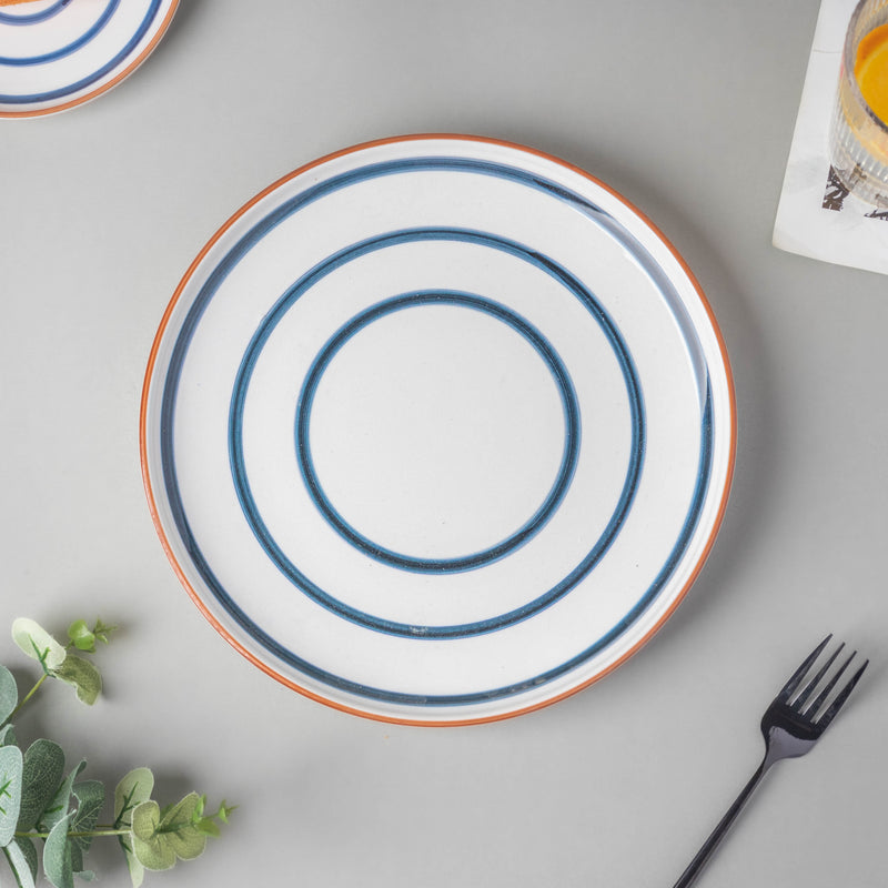 Spiral Dinner Plate Blue 10 Inch - Serving plate, rice plate, ceramic dinner plates| Plates for dining table & home decor