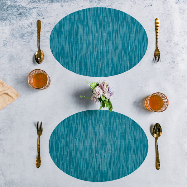 Oval Table Mat Blue Set of 2