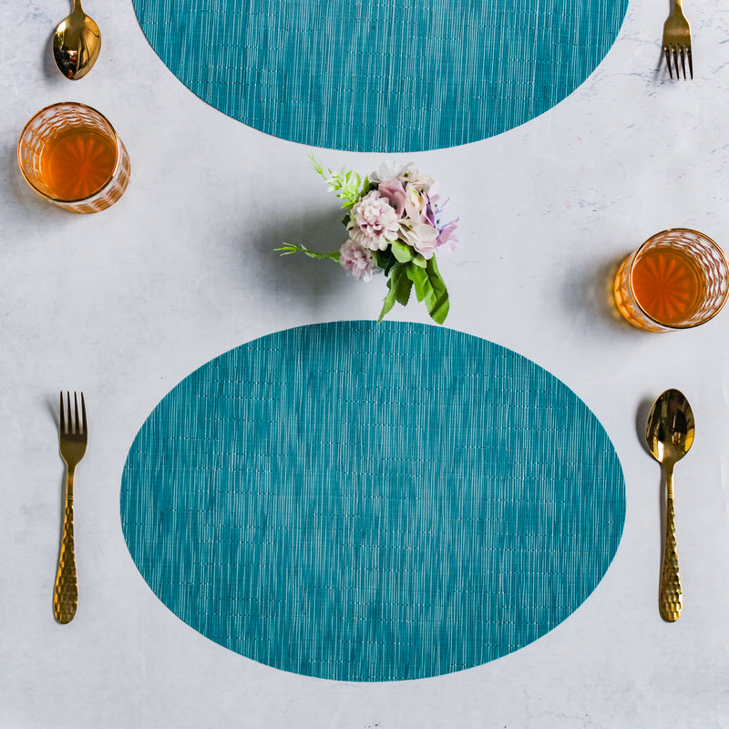 Oval Table Mat Blue Set of 2