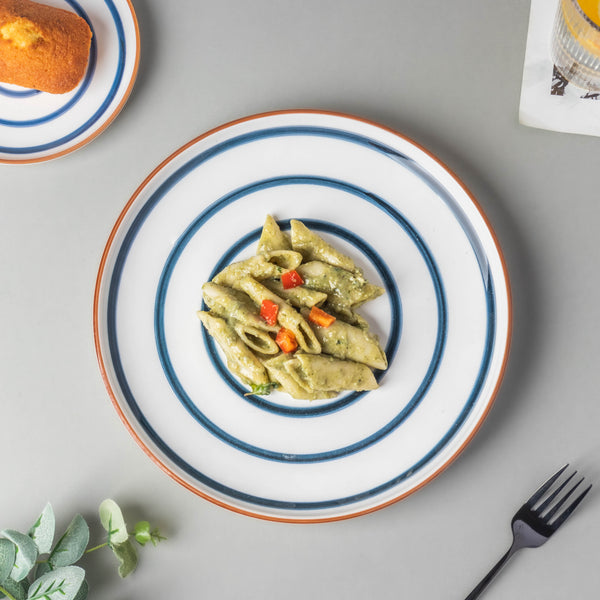 Spiral Dinner Plate Blue 10 Inch - Serving plate, rice plate, ceramic dinner plates| Plates for dining table & home decor