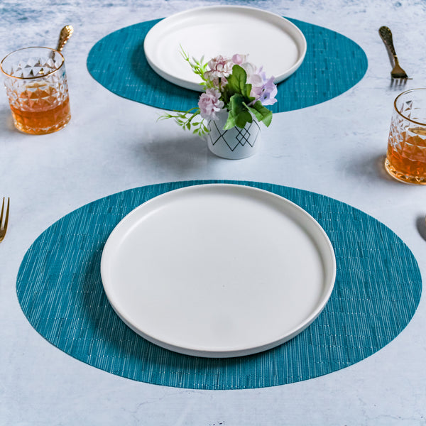 Oval Table Mat Blue Set of 2