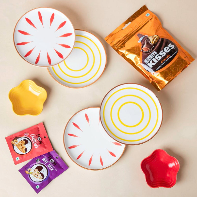 Snack-n-dip Plate And Bowl Festive Hamper Set Of 10