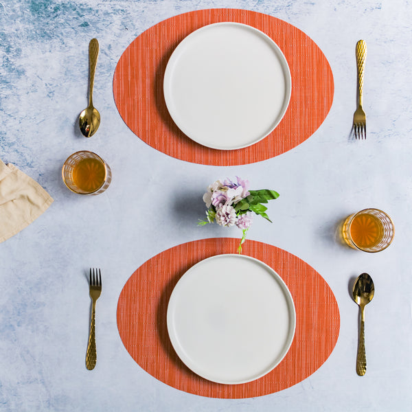 Oval Table Mat Orange Set of 2