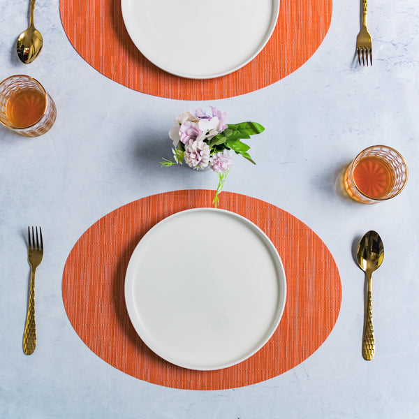 Oval Table Mat Orange Set of 2