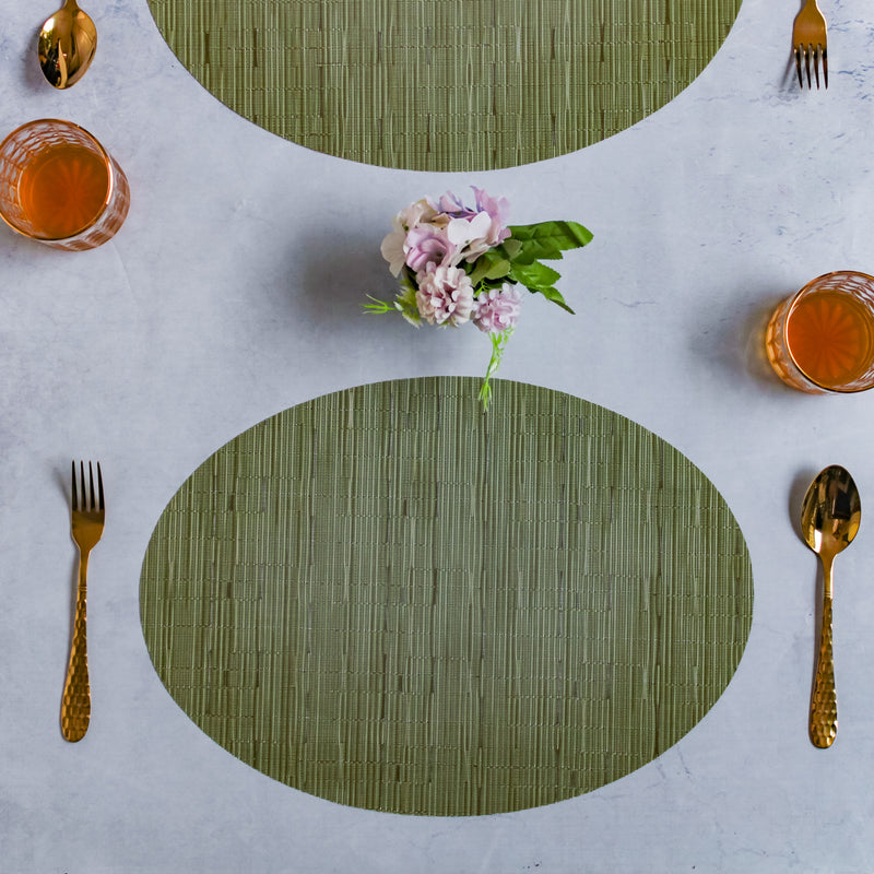 Oval Table Mat Green Set of 2
