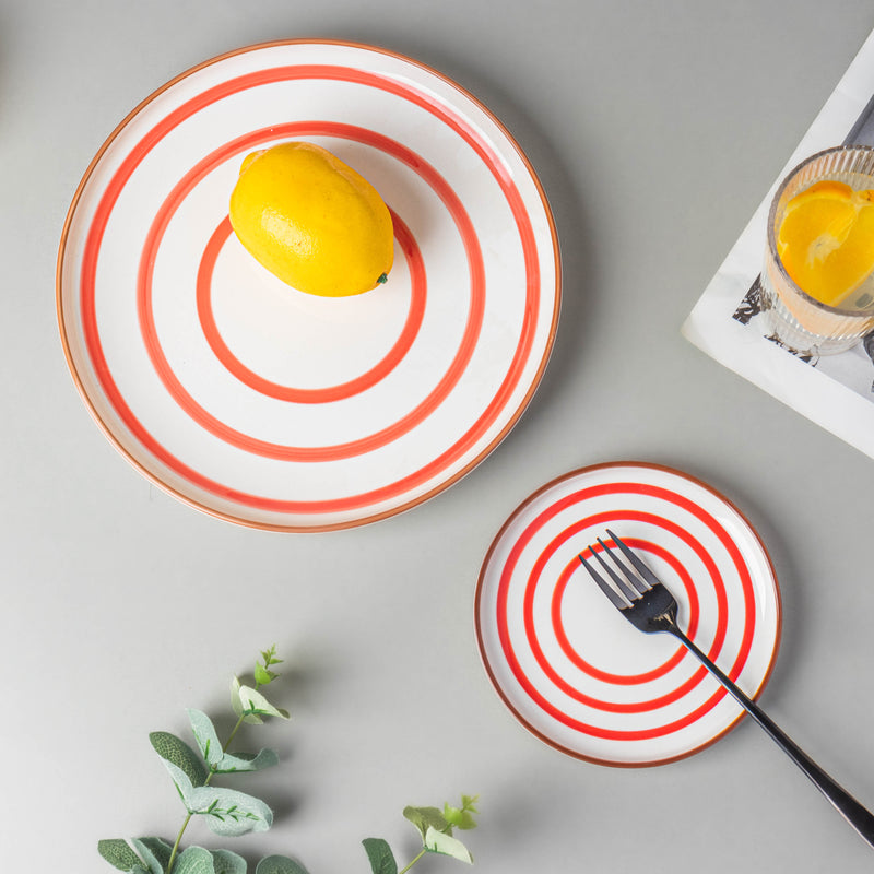 Spiral Dinner Plate Red 10 Inch - Serving plate, rice plate, ceramic dinner plates| Plates for dining table & home decor