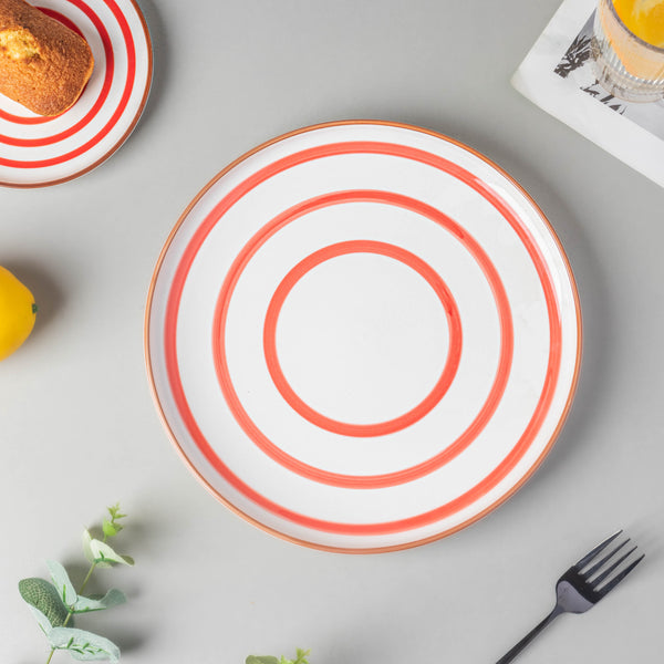 Spiral Dinner Plate Red 10 Inch - Serving plate, rice plate, ceramic dinner plates| Plates for dining table & home decor