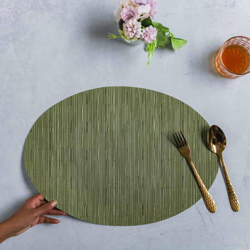 Oval Table Mat Green Set of 2