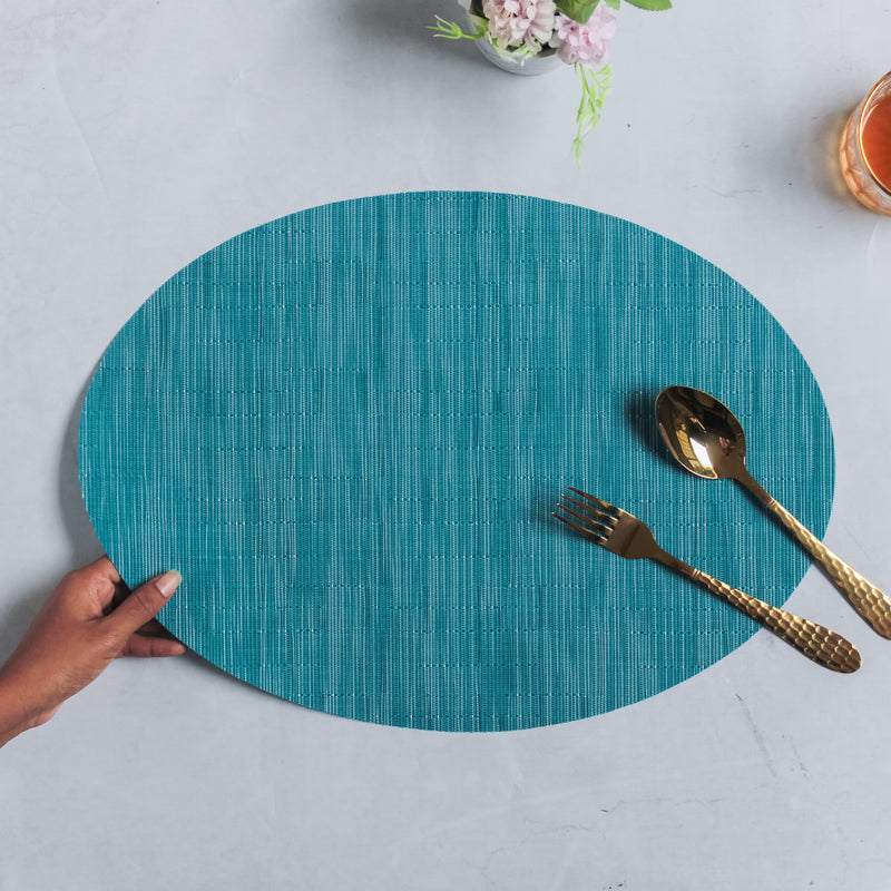 Oval Table Mat Blue Set of 2