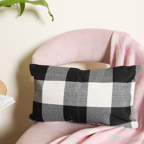 Black Checkered Bed Pillow Cover