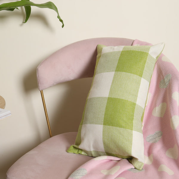 Green Checkered Bed Pillow Cover
