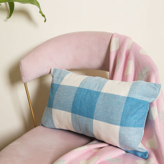 Blue Checkered Bed Pillow Cover