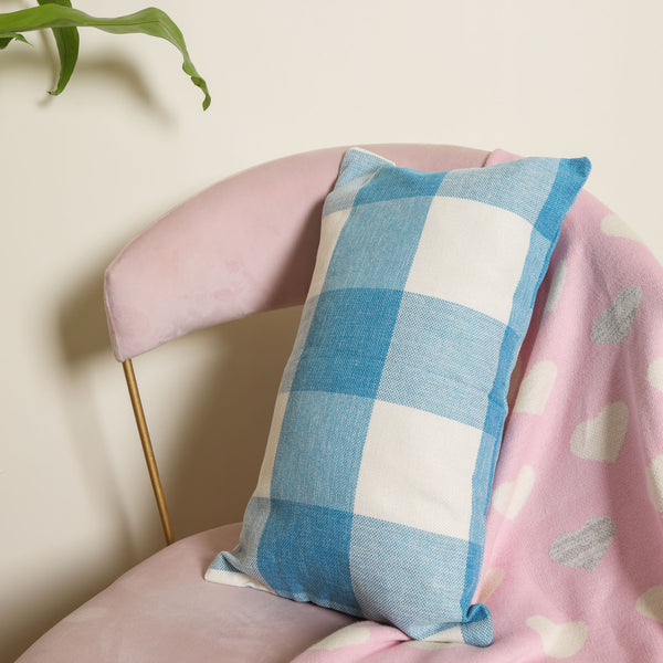 Blue Checkered Bed Pillow Cover