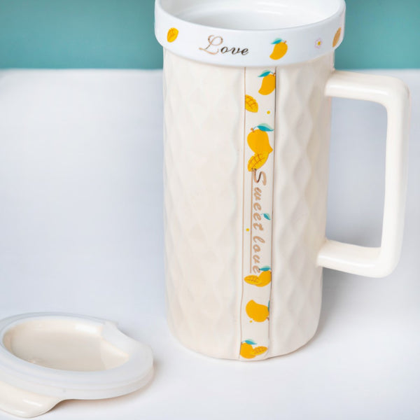 Tall Mango Fruity Cup 550 ml- Mug for coffee, tea mug, cappuccino mug | Cups and Mugs for Coffee Table & Home Decor